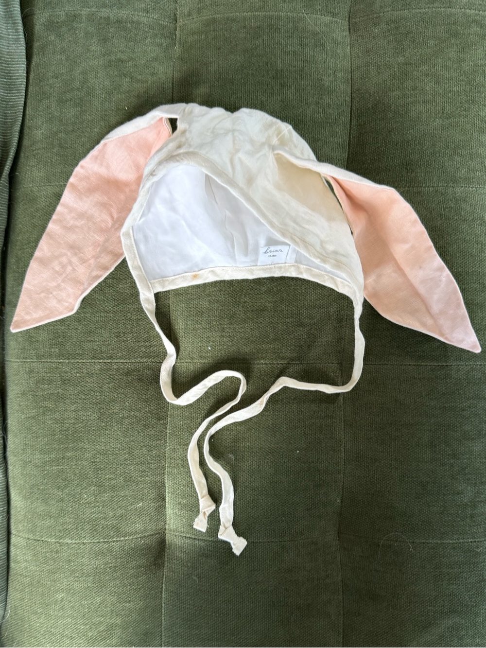 Briar Baby Ivory Bunny Bonnet Cotton Lined 12-18M